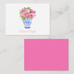 Peonies Chinoiserie Vase Personalised Stationary  Card