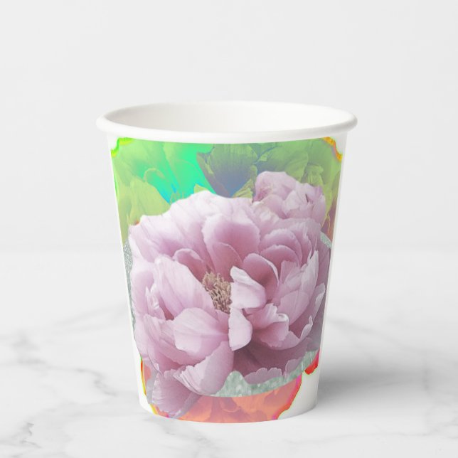 Peonies Colorful Paper Cups (Front)