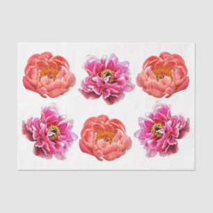 Peonies - Coral & Pink - Decoupage Tissue Paper
