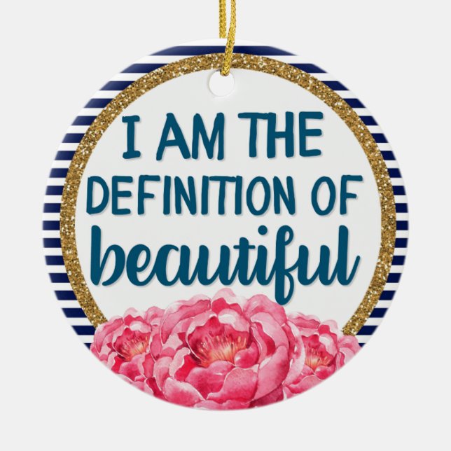 Peonies Definition of Beautiful Inspirational Ceramic Tree Decoration (Front)