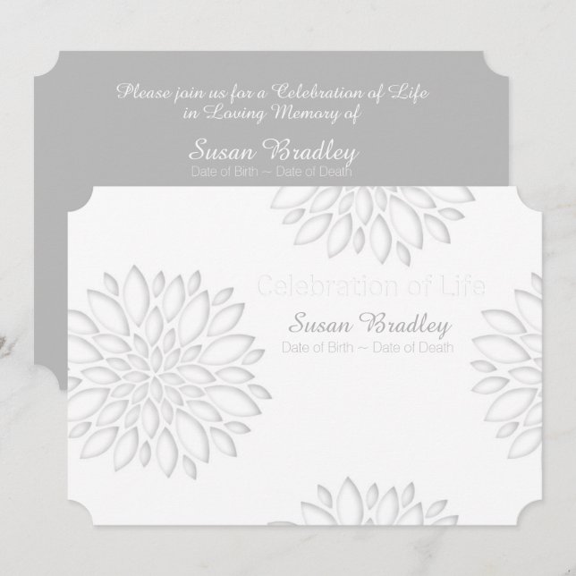Peonies Digital Paper Cut-Out 3 Memorial Service C (Front/Back)