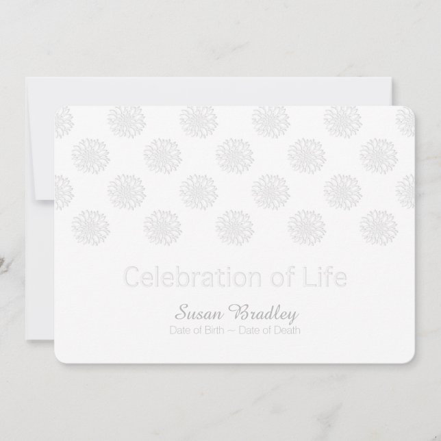 Peonies Digital Paper Cut-Out Celebration of Life Invitation (Front)