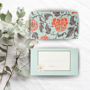 PEONIES DUSKY GREEN CHINOISERIE PLACE CARD