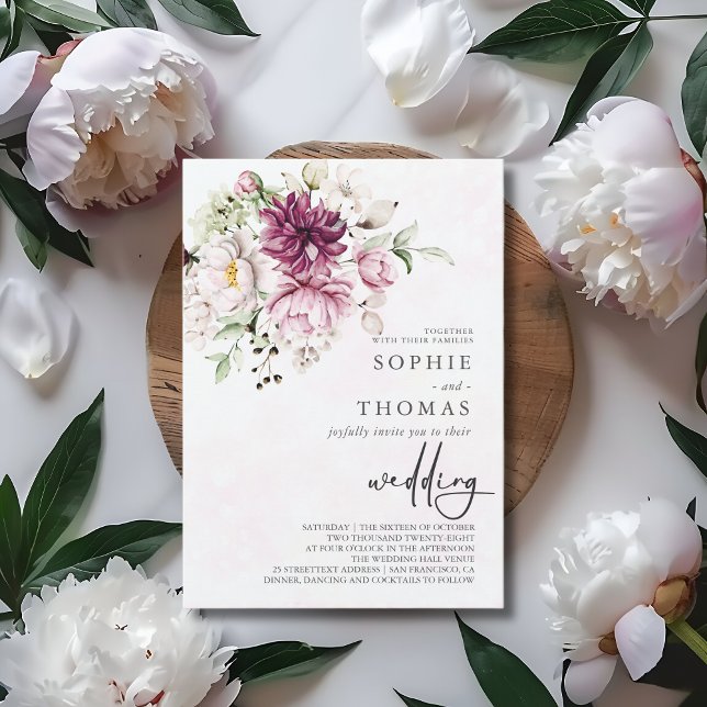Peonies elegant wedding invitation (Creator Uploaded)