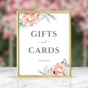 Peonies Eucalyptus Wedding Gifts & Cards Sign