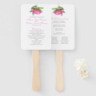 Peonies Fan Wedding Program