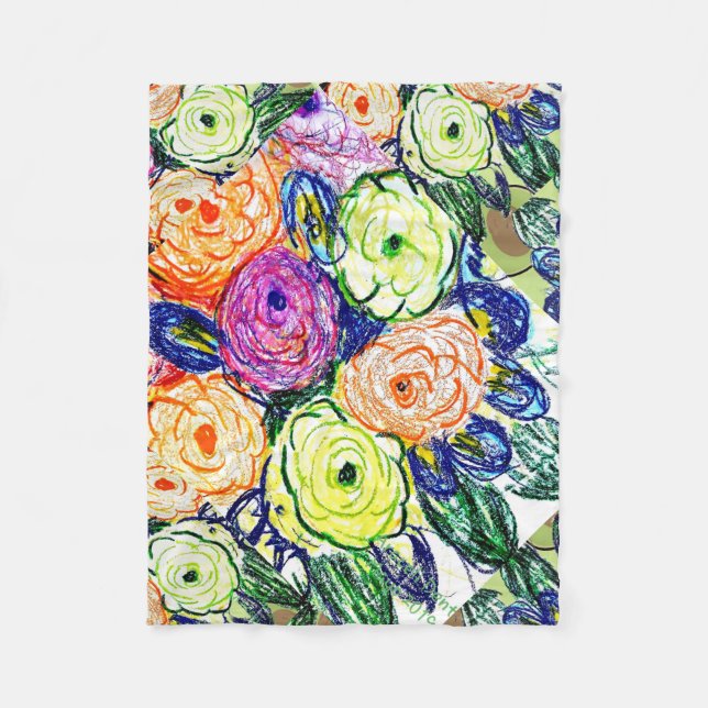 Peonies Fleece Blanket, Small 76.2 x 101.6 cm (Front)
