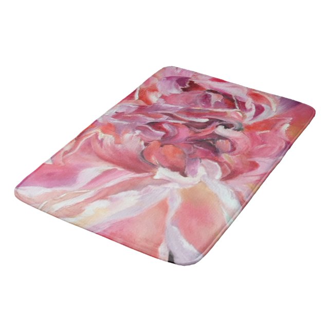 Peonies Floral Bath Mat (Angled)