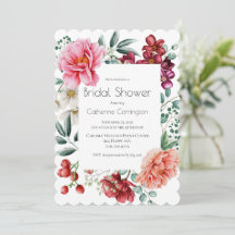 Peonies Floral Bridal Shower Invitations