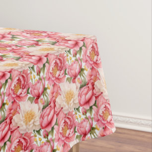 Peonies Floral Cotton Tablecloth
