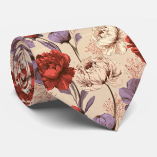 Peonies Floral Groomsmen Countryside Wedding Tie
