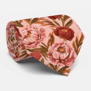 Peonies Floral Groomsmen Lakeside Wedding Tie