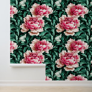 Peonies floral pattern large flower pattern chic wallpaper