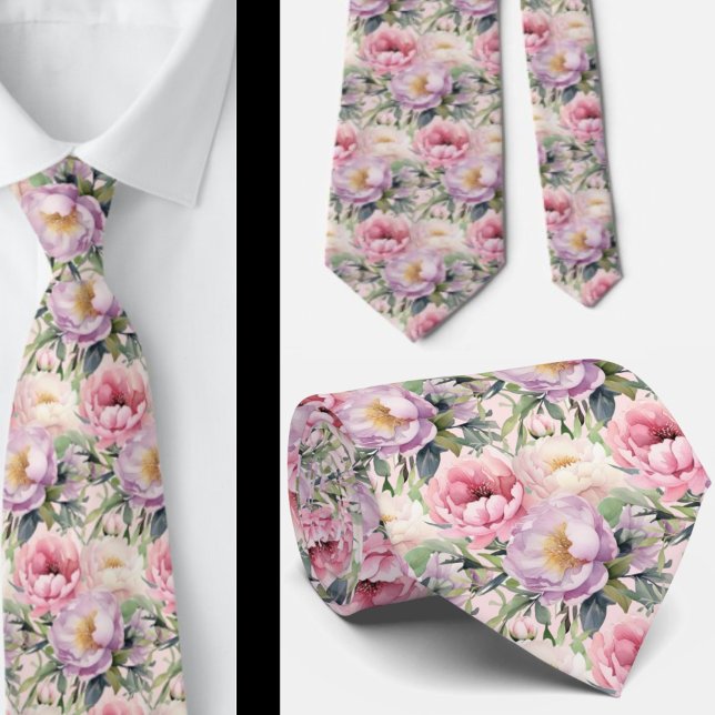 Peonies Floral Peony Flowers Tie (Creator Uploaded)