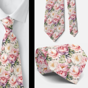Peonies Floral Peony Flowers Tie