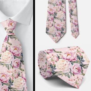 Peonies Floral Peony Flowers Tie