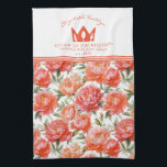 Peonies Floral Pink Orange | Queen of the kitchen Tea Towel<br><div class="desc">Add a touch of charm to your kitchen with this Queen of the Kitchen towel featuring a beautiful pink and orange peonies floral design. Perfect for everyday use,  it combines style and functionality while enhancing your kitchen decor. Ideal for home chefs or as a thoughtful gift for any occasion.</div>