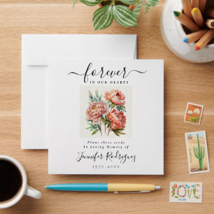 Peonies Floral Plant Seed Packet Memorial Funeral Envelope