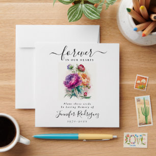 Peonies Floral Plant Seed Packet Memorial Funeral  Envelope