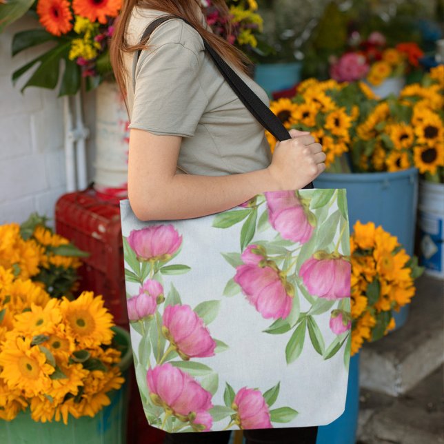 Peonies Floral Tote Bag (Creator Uploaded)