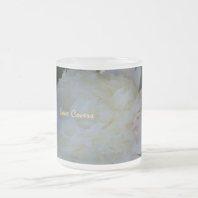 Peonies Flower Love Covers Frosted Coffee Mug (Center)