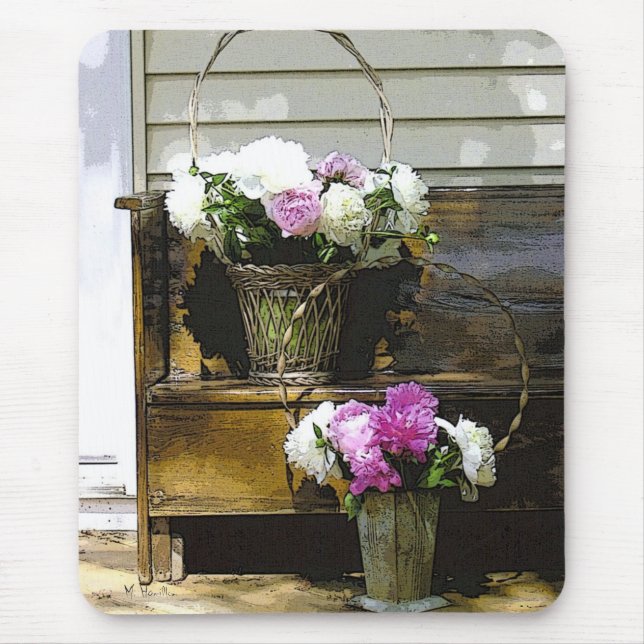 Peonies Flowers Photo Mousepads (Front)