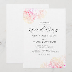 Peonies Gold Elegant Modern Classic Floral Wedding Invitation