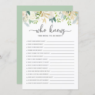 Peonies Gold Who Knows Mum the Best Shower Game Invitation