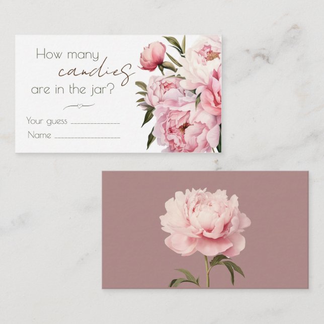 Peonies guess how many candies enclosure card (Front/Back)