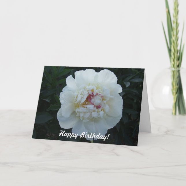 Peonies Happy Birthday Card (Front)