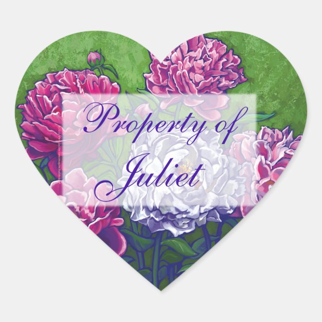 Peonies Heart Book Stickers (Front)