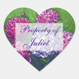 Peonies Heart Book Stickers