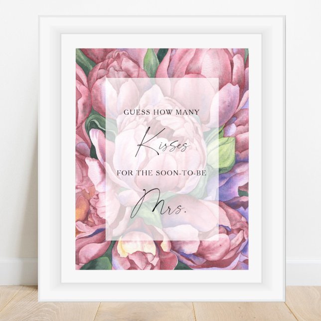Peonies - How many kisses bridal shower game Poster (Creator Uploaded)