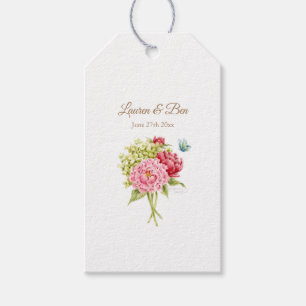 Peonies Hydrangea Bouquet Wedding Favour Gift Tag