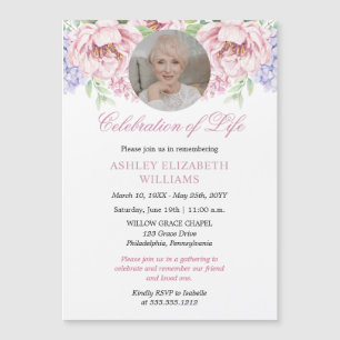 Peonies Hydrangeas Floral Celebration of Life Magnetic Invitation