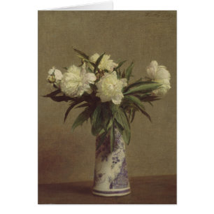 Peonies in a Blue and White Vase