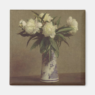 Peonies in a Blue and White Vase Magnet