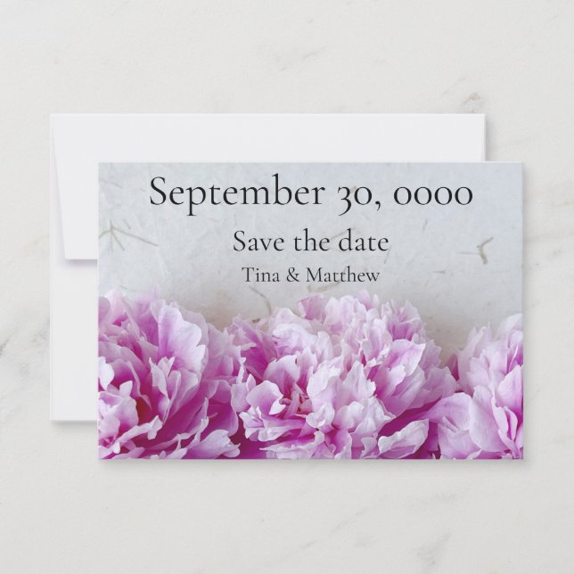 Peonies in a row save the date (Front)
