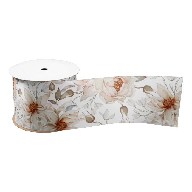 Peonies in Bloom Satin Ribbon (Spool)