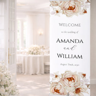 Peonies in Bloom Wedding Welcome Banner
