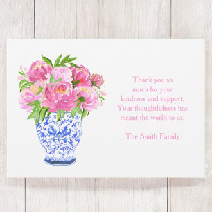 Peonies in Chinoiserie Vase – Sympathy Thank You Card