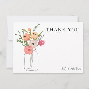 Peonies in Mason Jar Thank You Invitation