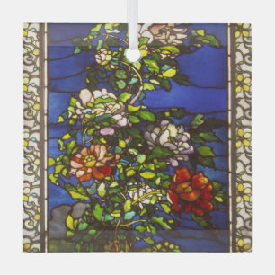 Peonies in the wind stained glass tree decoration