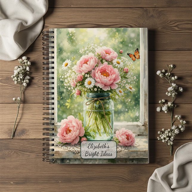 Peonies in Vintage Glass Jar Notebook (Creator Uploaded)