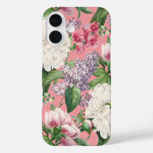 Peonies & Lilacs Flower Garden Watercolor Pattern iPhone 16 Case