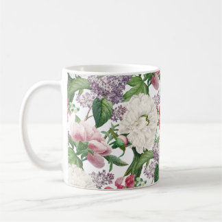 Peonies & Lilacs Flower Garden Watercolor Pattern Coffee Mug