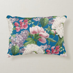 Peonies & Lilacs Flower Garden Watercolor Pattern Decorative Cushion