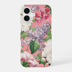 Peonies & Lilacs Flower Garden Watercolor Pattern iPhone 16 Case