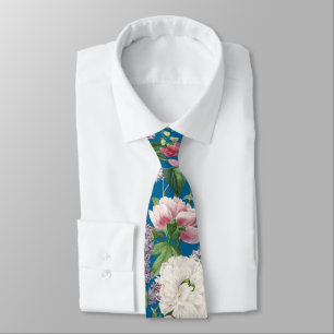 Peonies & Lilacs Flower Garden Watercolor Pattern Tie
