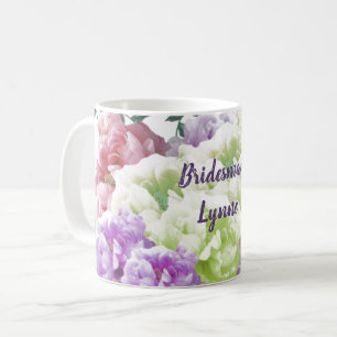 Peonies Multicolor Bridesmaid Name Coffee Mug